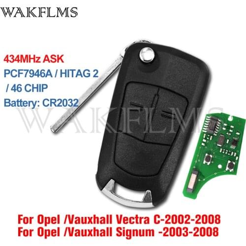 For Opel Vauxhall Vectra C Signum 2002 2003 2004 2005 2006 2007 2008 2009 433MHz PCF7946A ID46 Remote Car Key Fob