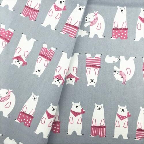 Cartoon Gray Bear Cotton Fabric Home Textile Sewing Material Tecido Art Work Curtain Tissue Garment Patchwork Quilting Bedding
