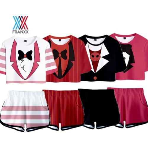 Outfit Hazbin Shirt Tops Shorts Costume Womens Sets Hotel Charlie Alastor Suits Running Shorts Summer Shirt Girl Vaggie Cosplay