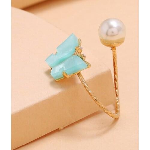 European And American Summer Forest Sweet And Cute Small Ring Fashion Simple Acrylic Butterfly Pearl Open Ring