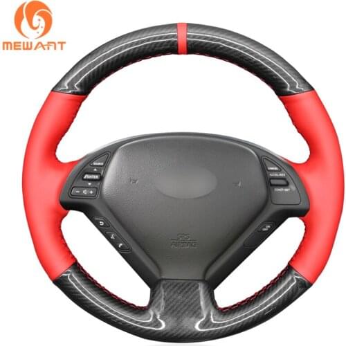 MEWANT Black PU Carbon Fiber Steering Wheel Cover for Infiniti G37 G G25 G35 EX EX35 EX37 Q Q40 Q60 QX50 (US) Nissan Skyline