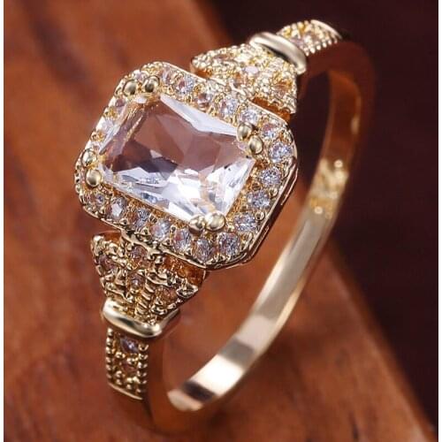 Miqiao Hot Sale Vintage Simple Luxury Rectangle Zircon Copper Rings for Men Women Couple Friend Fashion Design Gift Jewlery