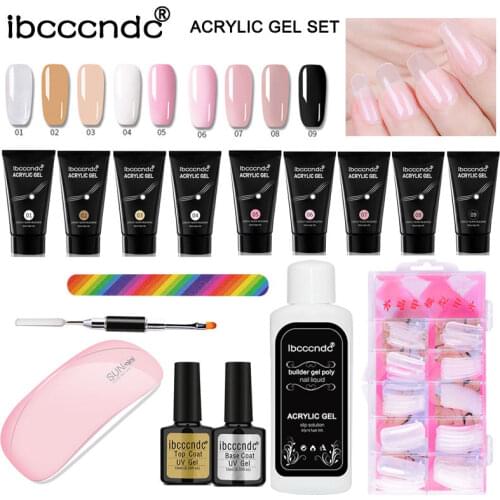 Professional 9colors 30ml Polygels Kit Quick Builder Nail Gel Set Base And Top Coat Nail Dryer Lamp Slip Solution