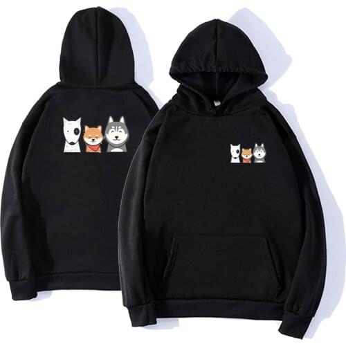 Cute Three Dogs Print Women Hoodie Sweatshirt Plus Size Long Sleeve Casual Ladies Pullover Tops Winter Autumn Femme Blouse Mujer