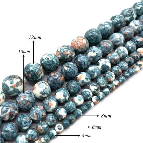 Natural StoneGreen White Orange Dots Rainbow Stone Round Loose BeadsFitMulti-purpose Jewelry Making 4 6 8 10 12 MMPick Size J249