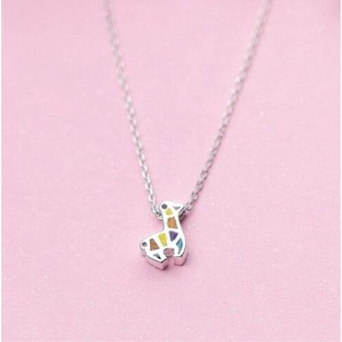 New Beautiful Colorful Temperament Fashion 925 Sterling Silver Jewelry Exquisite Giraffe Clavicle Chain Pendant Necklaces N121