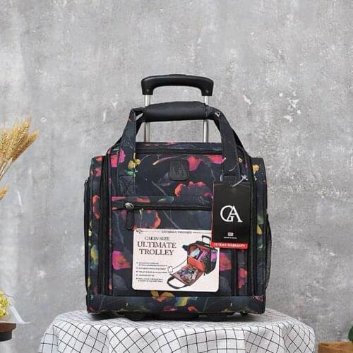 New Fashion Luggage Metal Trolley Travel Bags Women&girls Flower Suitcase on Wheels Valise Bagages 16 inch carry on Handbag
