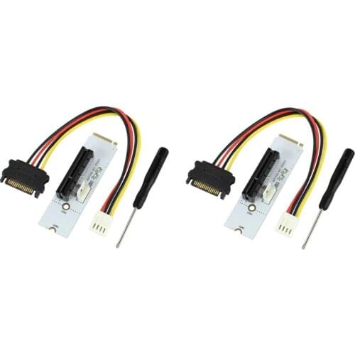 NGFF M.2 to PCI-E 4X Riser Card M2 Key M to PCIe X4 Adapter with LED Voltage Indicator for Bitcoin Miner Mining,2Pack