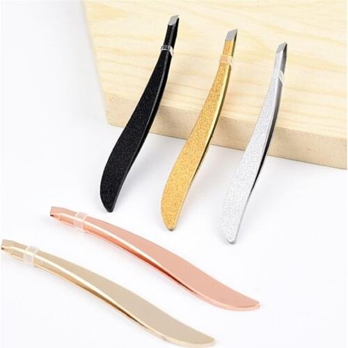1pc Eyebrow Tweezers Stainless Steel Eyelash Clips Professional Slanted Puller Face Hair Remover Beauty Makeup Tools Brand New