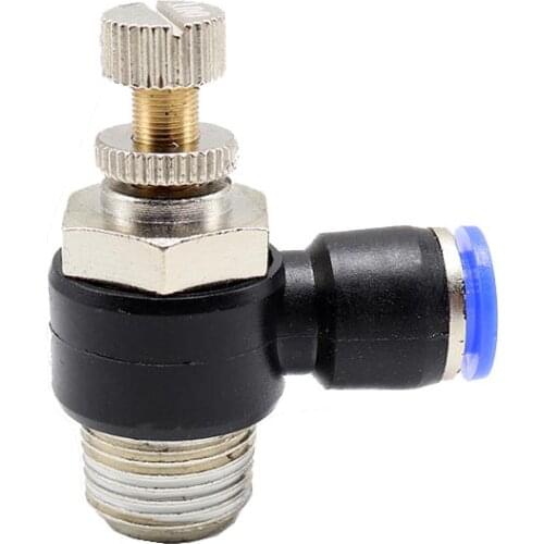 Pneumatic Speed Flow Controller 6mm OD Hose Tube 1/4"BSP 1/8" M5 3/8"PT 1/2" Male thread Gas Airflow Limit Valve Quick Fitting