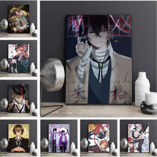 WTQ Japanese Anime Retro Poster Bungo Stray Dogs Posters Canvas Painting Anime Posters Wall Decor Wall Art Picture Home Decor
