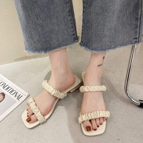 Roman Sandals and Slippers Womens 2021 Summer New Womens Slippers Korean Version of Wild Thick Heel Sandals Womens Slippers