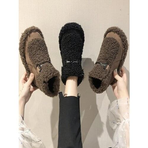Winter new lamb hair with rhinestone platform snow boots Korean version of the best selling comfortable non-slip boots