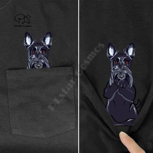 ScottieMiddleHand In Pocket T Shirt Dog Lovers Black Cotton Men Made in USA Cartoon t shirt men Unisex New Fashion tshirt