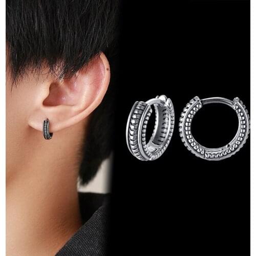 Hoops Earring Stainless Steel Men Circle Loop Eearrings