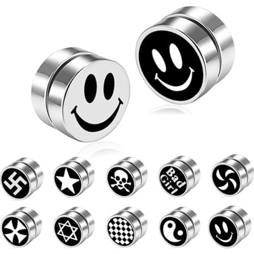 1PC Punk Mens Strong Magnet Magnetic Health Care Ear Stud Non Piercing Earrings Fake Earrings 8x8mm