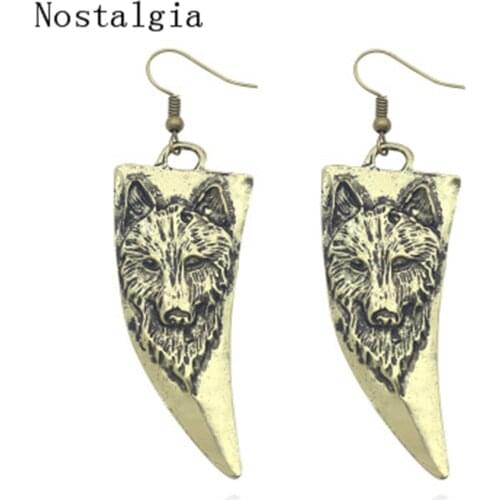 New Popular Retro Horn-Shaped Teen Wolf Teeth Long Drop Earrings Jewelry For Women Big Animal Tooth Earring Vintage Brincos Gift
