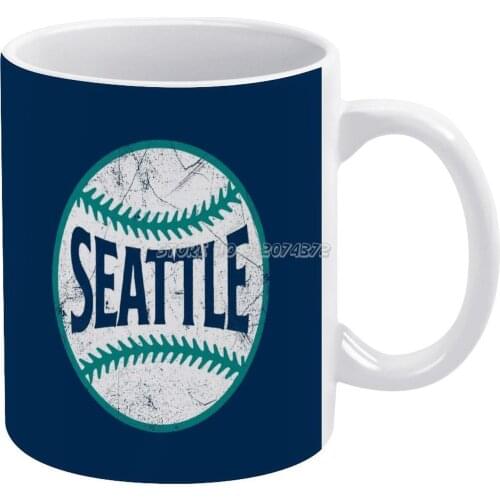 Seattle Baseball Navy Coffee Mugs Style Cartoon Tea Coffee Mug Cup Birthday Gift Collection Vintage Baseball Mariners Ken Ken Jr
