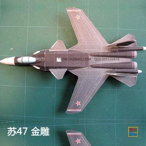 Su-47 Golden Eagle fighter military handmade paper art model paper airplane toy