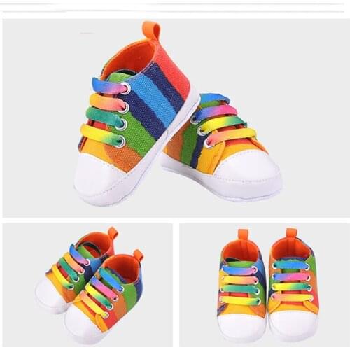 New born Baby Boy Shoes Cartoon Explosions Infantil Rainbow Children Canvas Girls Newborn Shoes Soft Bottom New born Shoes