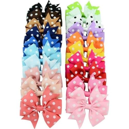 Polka Dot Grosgrain Ribbon Bows Clips With Alligator clip Boutique Kids Girls Bow tie Hair Accessorises