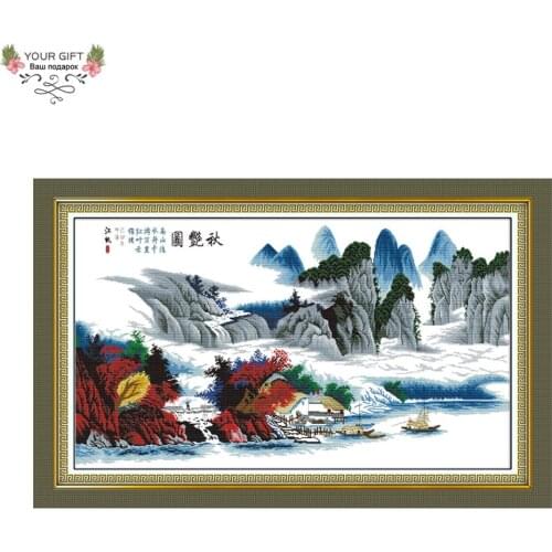 Your Gift F086 14CT 11CT Counted and Stamped Home Decor China Beautiful Autumn Picture Needlework Embroidery Cross Stitch kits
