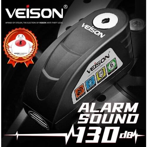 VEISON Bicycle Alarm Motorcycle Lock 130dB Waterproof MTB Cycling Lock Bike Quad Lock Disc Brake Road Anti-theft Padlock