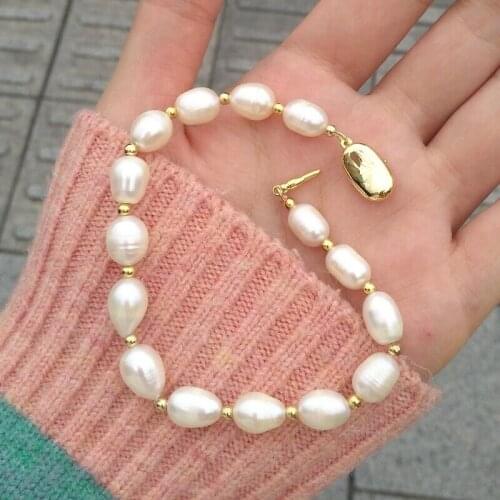 Excellent AAA jewelry Akoya white natural pearl bracelet 7.5-8" clasp