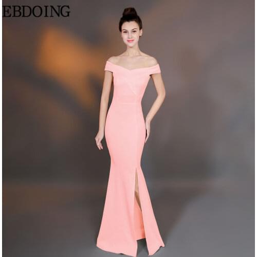 Robe De Soiree Bridesmaid Dresses Mermaid Women Long Floor-Length Off The Shoulder With Split Prom Wedding Party Gown