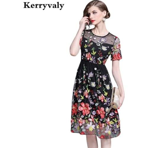 New High-End Elegant Machine Flower Embroidery Dress Vestidos Mujer Verano 2021 Women Shirt Party Dress Lange Jurken K6810