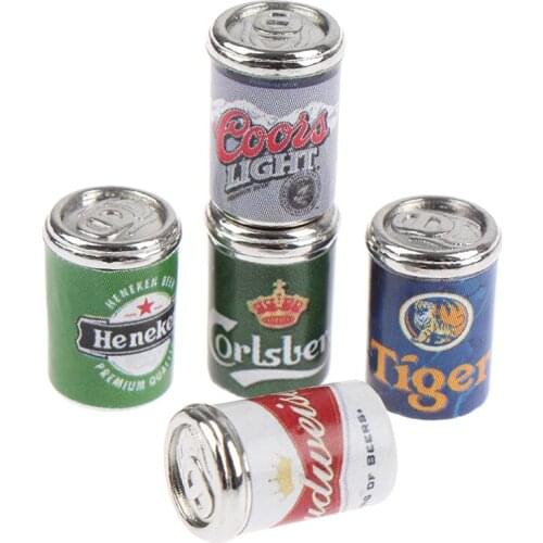 1:12 Scale Miniature Cute Simulation Black Blue Beer Cans Dollhouse Dolls Accessories Kitchen Mini Play Drink Toys