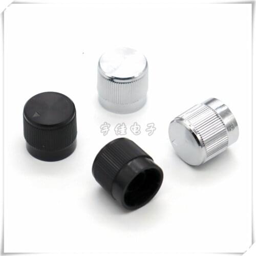 10 Piece 14mm*13mm black plastic/silver plating knob cap flower shaft potentiometer knob cap