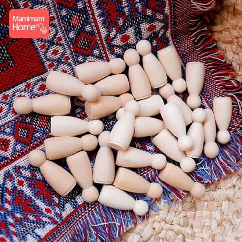 10PCS 55mm Peg Dolls Men And Woman Wood Family Dolls Kids Room Decor Custom Name Logo Handmade Wooden Blank ChildrenS Goods Toy