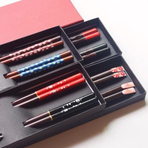 2 Pairs Japanese Korean Reusable Chopsticks Natural Beech Wood Chopsticks Chinese Set Handmade Gift Pack