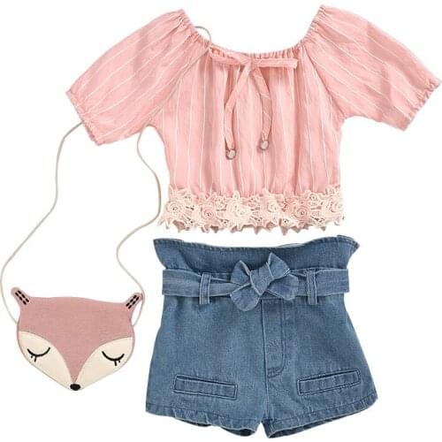 2020 NEW Girls Sets Summer Floral Children Sleeveless T-shirt+Solid Shorts 2PCS Kids Suit Fashion Children Clothes02