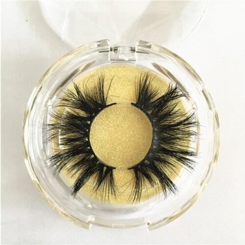 25mm False Eyelashes Wholesale Thick Strip 25mm 3D Mink Lashes with Round Packaging