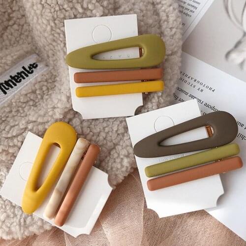 3PCS New Women Girls Cute Colorful Geometric Hollow Waterdrop Hairpins Sweet Hair Clip Simple Barrette Fashion Hair Accessories