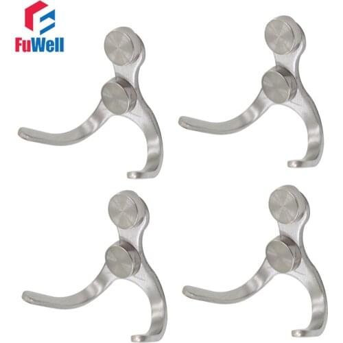 4pcs Double Hook Stainless Steel Coat Hanger Wall Mount Hooks for Kitchen Cabinet Bathroom Shower Furniture Hook