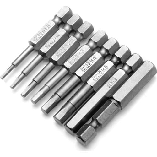 8pcs 50mm 1/4 Inch Hex Shank Magnetic Hex Head Screwdriver Bits