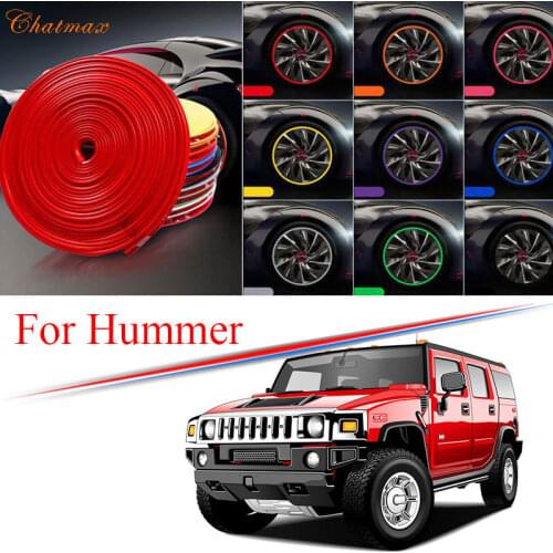 9 Colors Car Wheel Hub Rim for Hummer H1 H2 H3 Edge Protector Ring Tire Strip Guard Rubber Decals 8M
