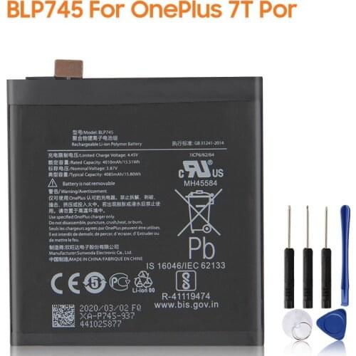 Yelping BLP745 Phone Battery For OnePlus 7T Pro One Plus 7T Pro Original Replacement Battery 4085mAh