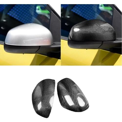 2pcs Carbon Fiber Side Mirror Cover Caps Fit For Mercedes Benz Smart 2016-2021 Add-on Style