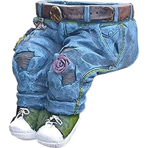 Denim Clothes Pants Resin Flower Pots Creative Jeans Planter Garden Decoration Creative Jeans Shape Resin DIY