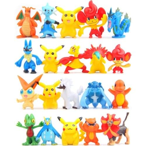 10pcs/lot TAKARA TOMY Pikachu Snorlax Dragonite Jigglypuff Zubat Bulbasaur PVC Action Figures Model Toys Random Delivery