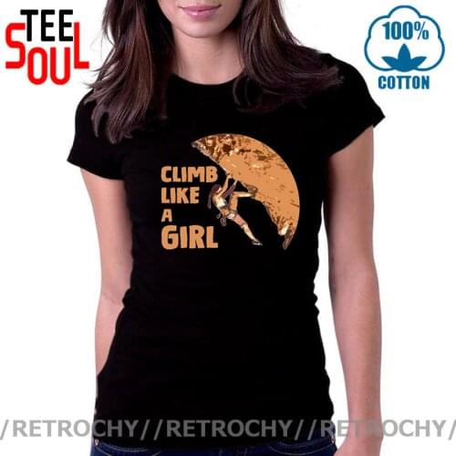 Vintage Rock Climbing T Shirt women Mountain Climber T-shirt Climb like a girl tshirt slim fitness Rock climb teeshirt camiseta