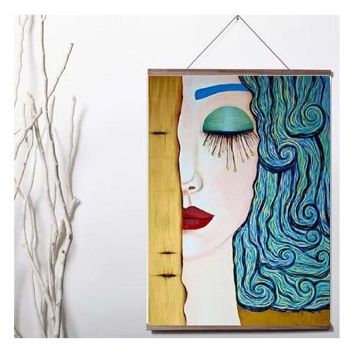 Woman and Fower Love Quote Art Canvas poster decoration painting solid wood hanging scroll
