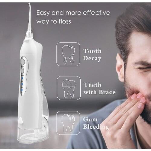 Oral Irrigator USB Rechargeable Water Flosser Portable Dental Water Jet 220Ml Water Tank Waterproof Teeth Cleaner Oral Caring
