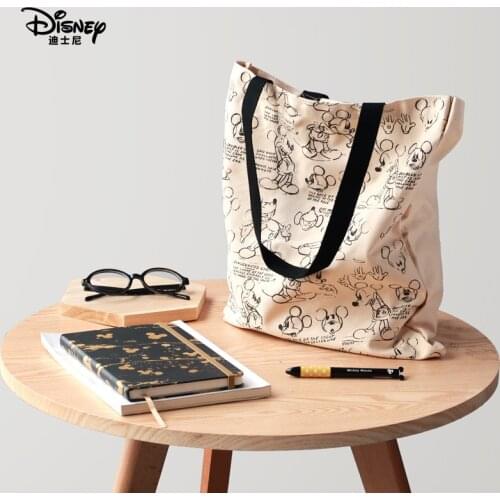 Disney Classic Cartoon Mickey Canvas Bag Literary Mickey Mouse Large Capacity Hand-held Shopping Bag Shoulder Canvas Female Bag