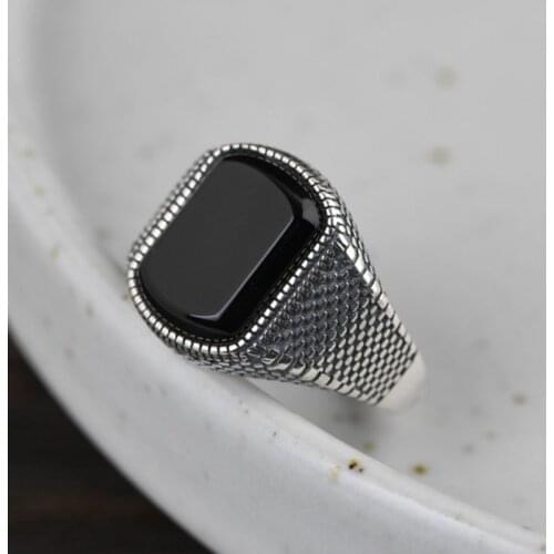 925 Sterling Silver MENS Women agate ring jewelry A5271
