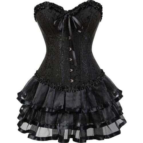 Sexy corsets for women plus size costume overbust burlesque corset and skirt set tutu corselet victorian fashion gowns